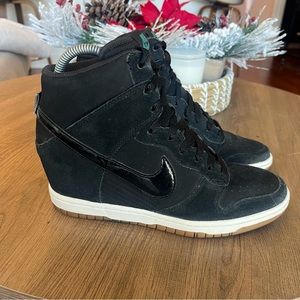 Nike Womens Dunk Sky Hi Black Gum Wedge Sneakers Size 9
